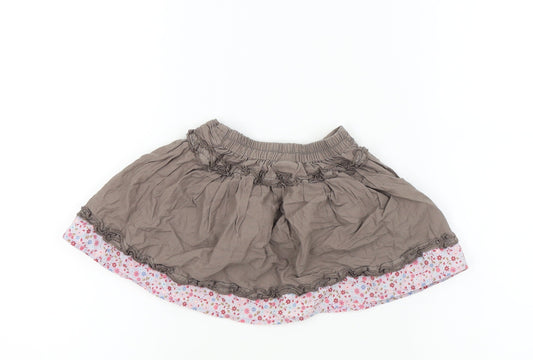 Mini Club Girls Brown Floral Flare Skirt Size 9-12 Months