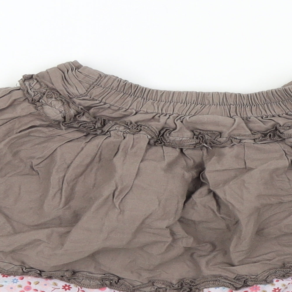 Mini Club Girls Brown Floral Flare Skirt Size 9-12 Months