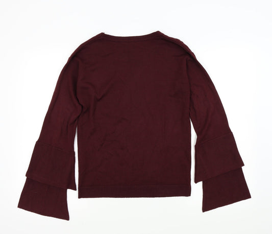 Dorothy Perkins Womens Red Pullover Jumper Size 8 - flair sleeves