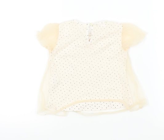 Zara Girls Beige Spotted Basic Blouse Size 12-18 Months - LACE TOP