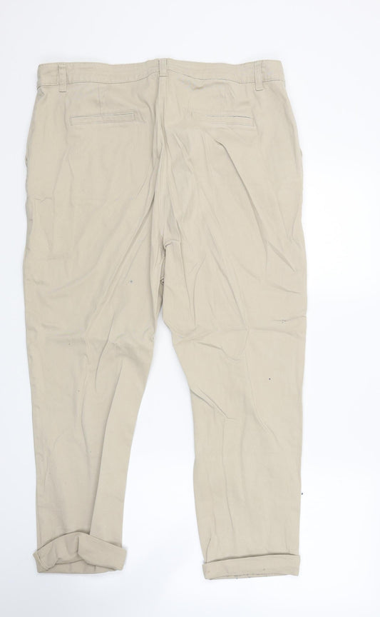 Peacocks Womens Beige Chino Trousers Size 16 L23 in