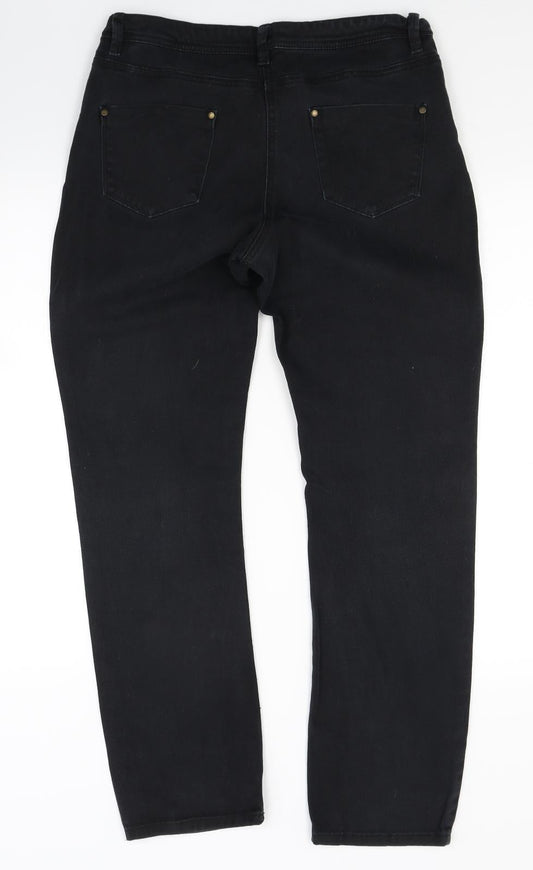M&Co Womens Black Denim Skinny Jeans Size 12 L20 in