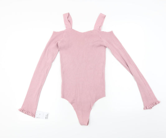 Vogue Womens Pink Bodysuit One-Piece Size XS