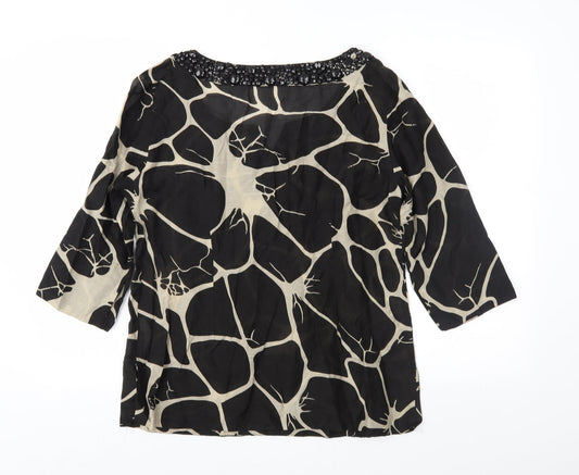 Zara Womens Brown Geometric Basic Blouse Size L