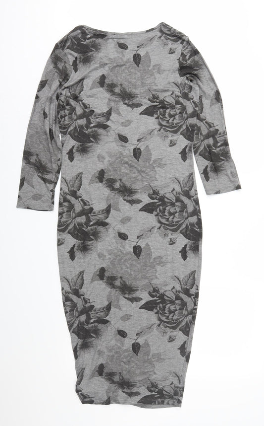 NEXT Womens Grey Floral Sheath Size 10