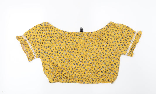 New Look Womens Yellow Floral Basic Blouse Size 18