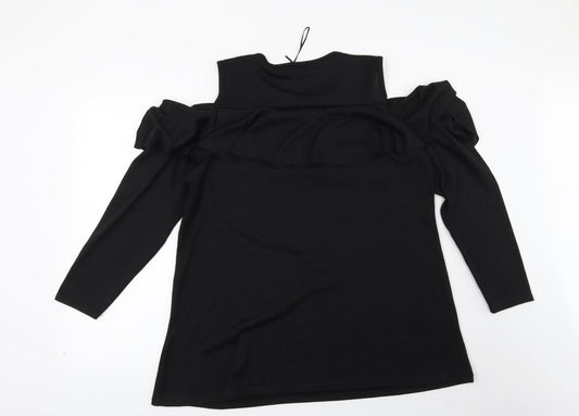 B You Womens Black Basic Blouse Size L