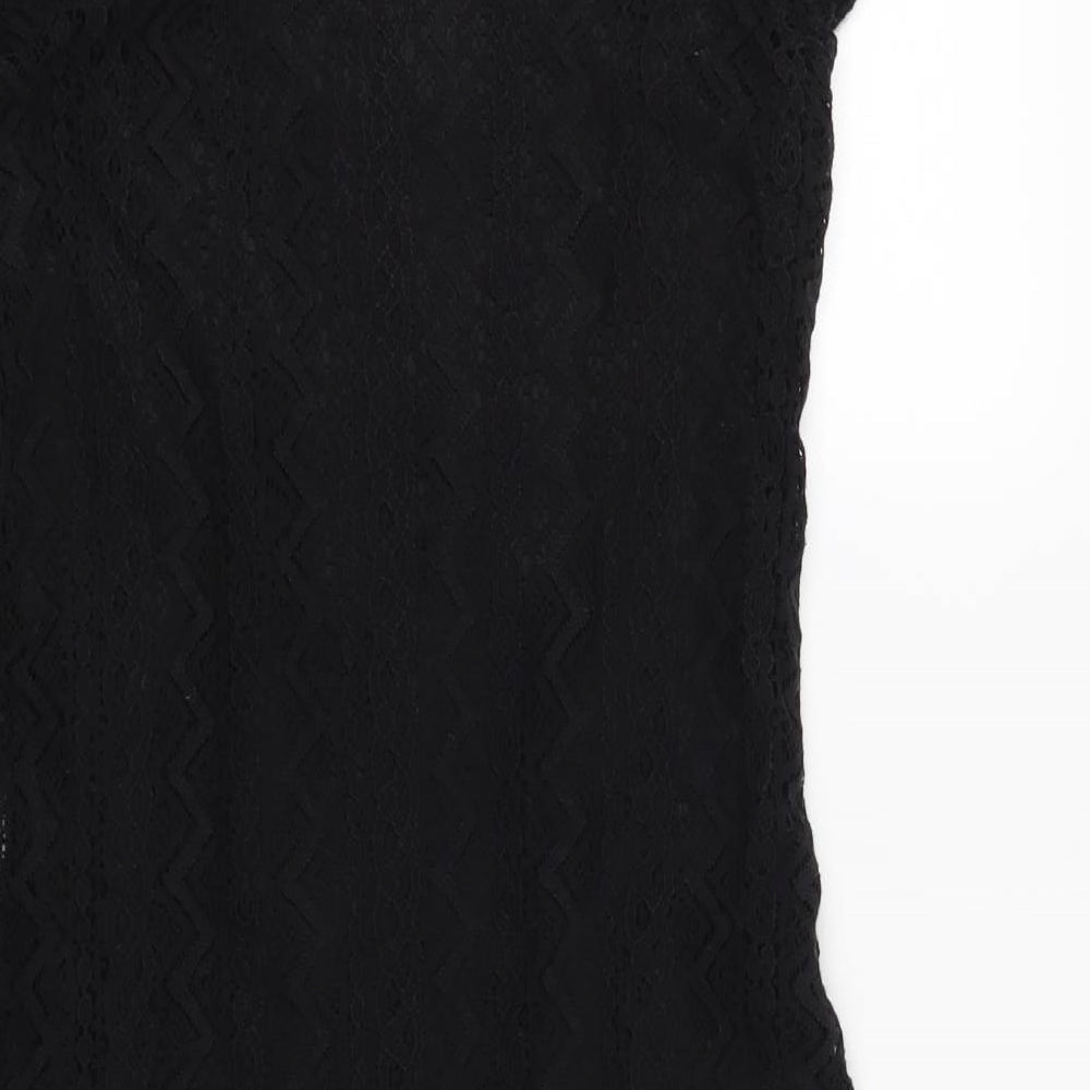 Preworn Womens Black Geometric Fit & Flare Size S