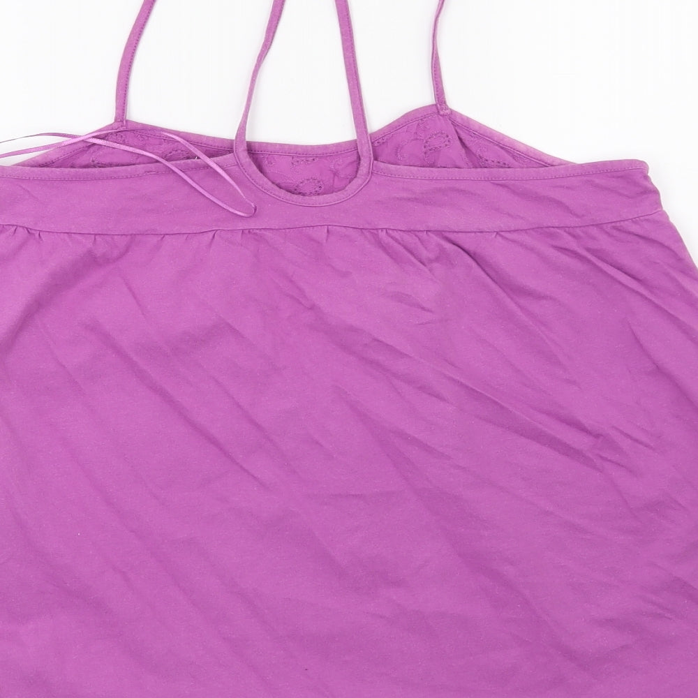 Papaya Womens Purple Geometric Basic T-Shirt Size 14