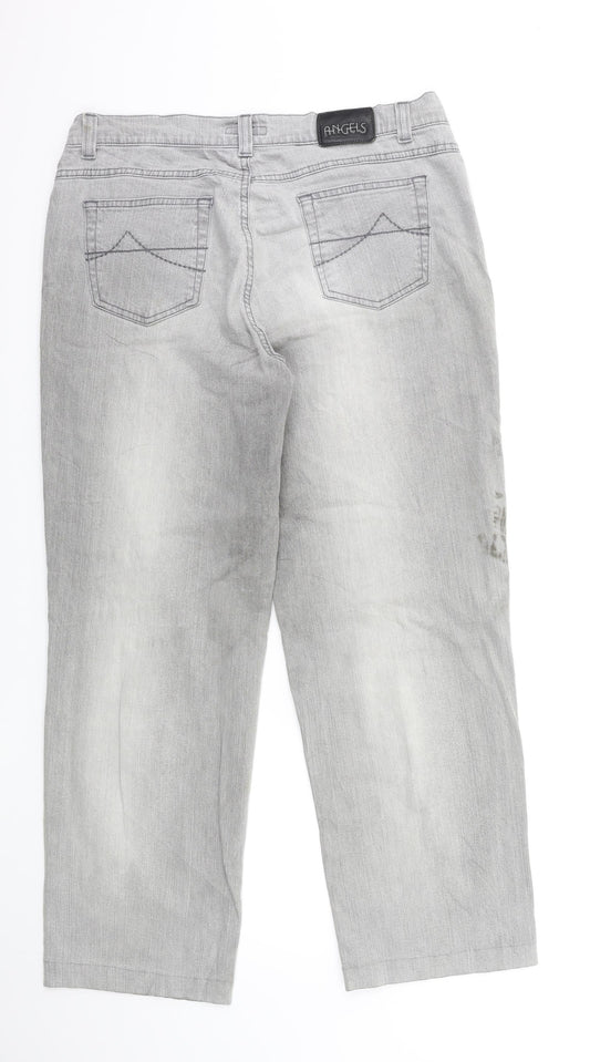 Angels Womens Grey Denim Straight Jeans Size 32 in L28 in