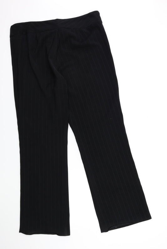Preworn Womens Black Striped Trousers Size 36 in L30 in