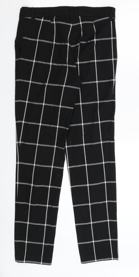 bonprix Womens Black Check Capri Trousers Size 30 in L30 in