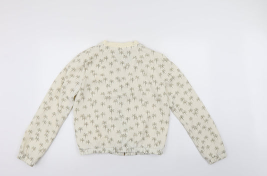 Pull&Bear Womens Ivory Floral Jacket Size M