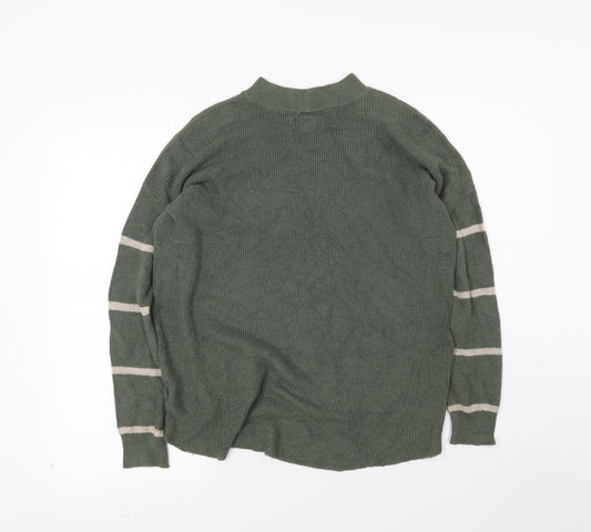 American Eagle Womens Green Striped Pullover Jumper Size 2XS