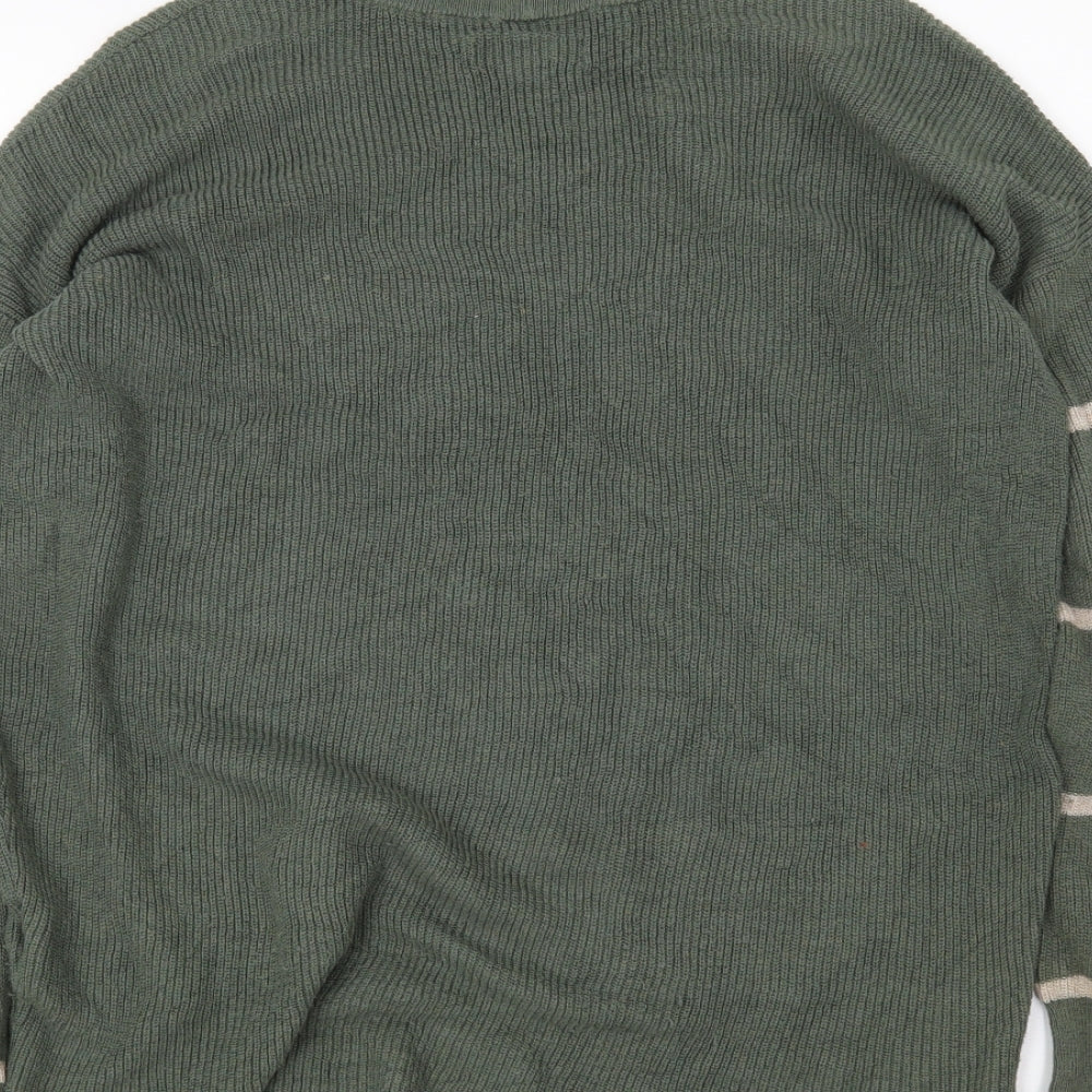 American Eagle Womens Green Striped Pullover Jumper Size 2XS