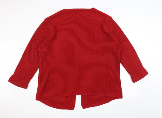 Marks and Spencer Womens Red Knit Jacket Coatigan Size 18