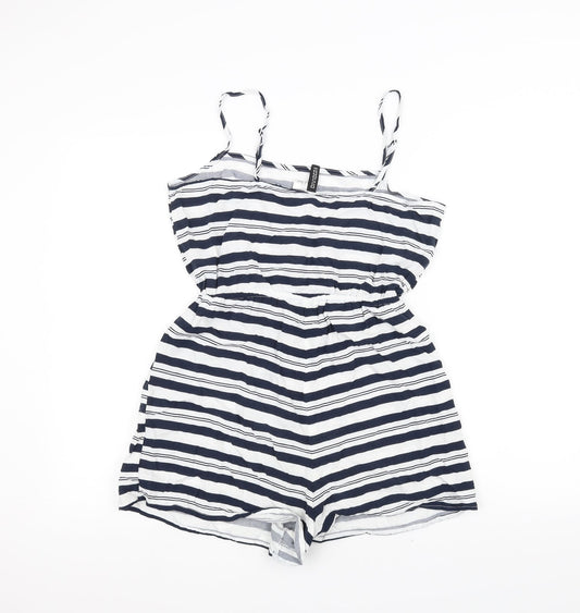H&M Womens White Striped Jumpsuit One-Piece Size 12