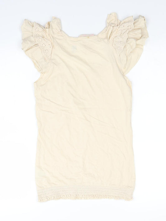 Denim & Co. Womens Ivory Basic Blouse Size 8
