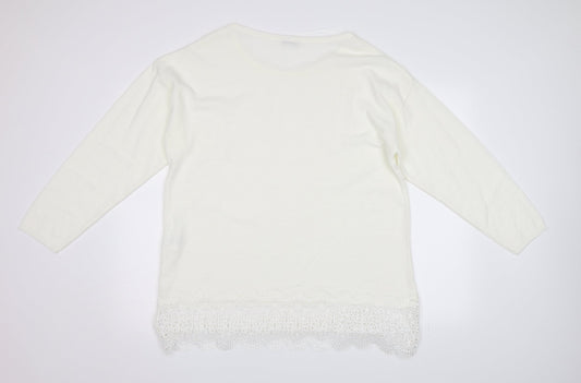 Damart Womens White Pullover Jumper Size 18