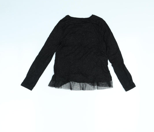 Nutmeg Girls Black Basic T-Shirt Size 10 Years - STAR