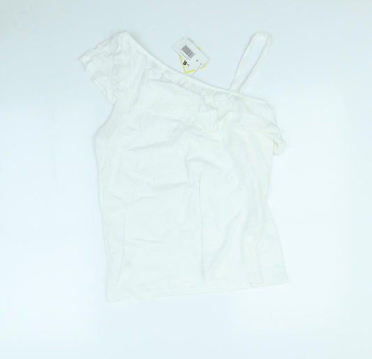 Papaya Womens White Basic T-Shirt Size 14