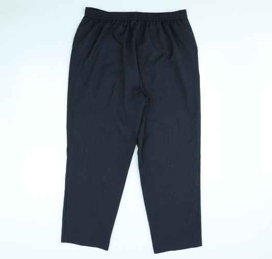 Classic Womens Blue Striped Dress Pants Trousers Size 18 L30 in