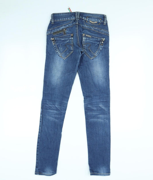 Miss BonBon Womens Blue Skinny Jeans Size 28 in L30 in