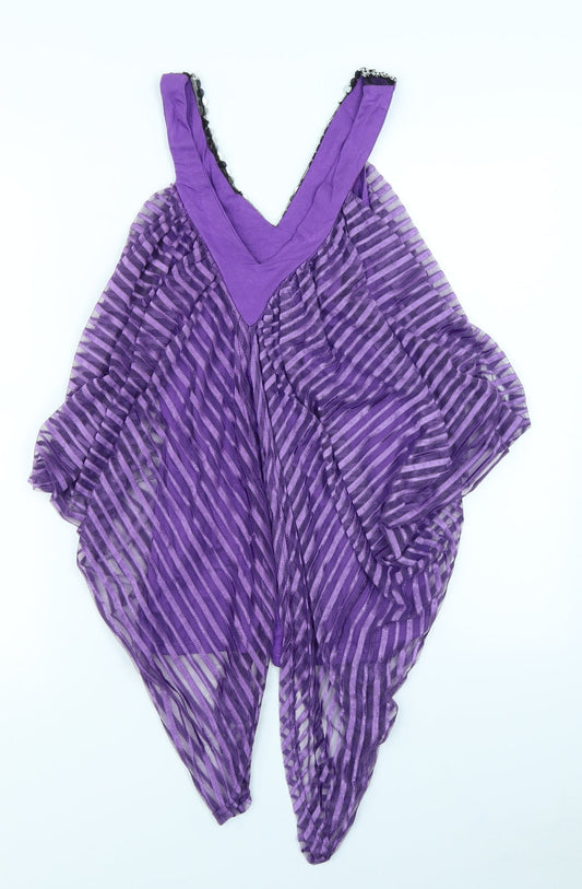 Club L Womens Purple Striped Basic Blouse Size M