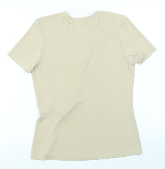 JF Womens Beige Basic T-Shirt Size 10