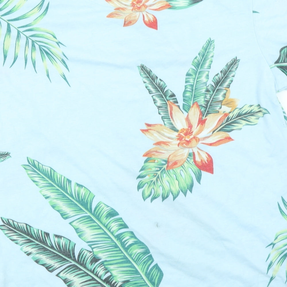 Peacocks Mens Blue Floral T-Shirt Size M