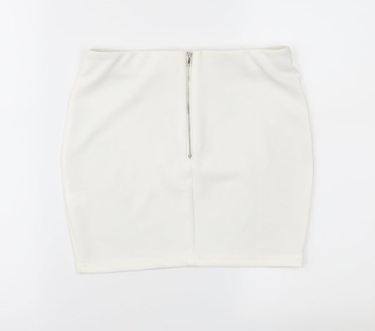 Eva & Lola Womens White Geometric Mini Skirt Size S