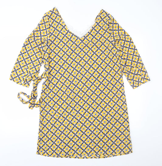 Melya Melody Womens Yellow Geometric Shift Size S