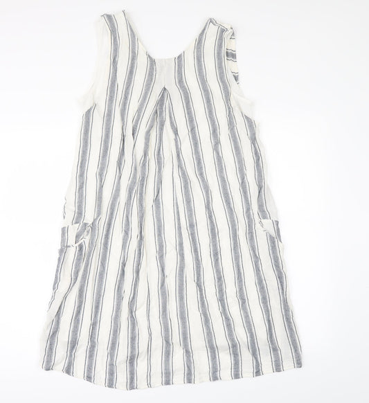 Zara Womens White Striped A-Line Size S