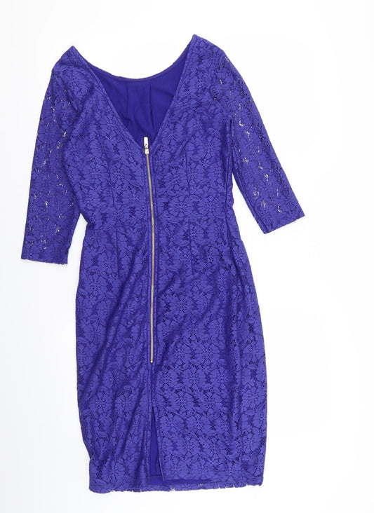 Dorothy Perkins Womens Blue Floral Bodycon Size 10