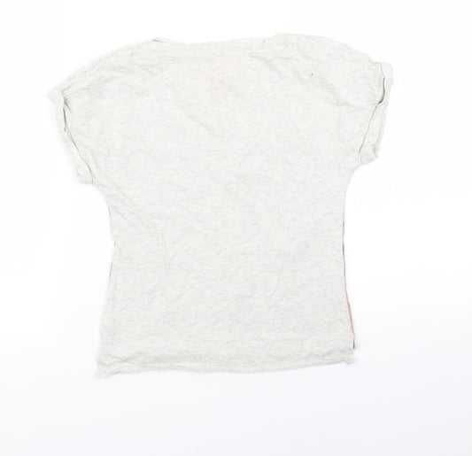 NEXT Girls Grey Floral Basic T-Shirt Size 7 Years