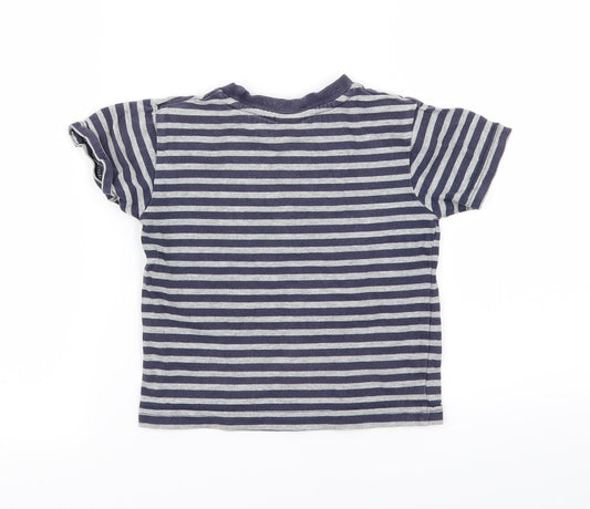 MINIMODE Boys Blue Striped Basic T-Shirt Size 18-24 Months