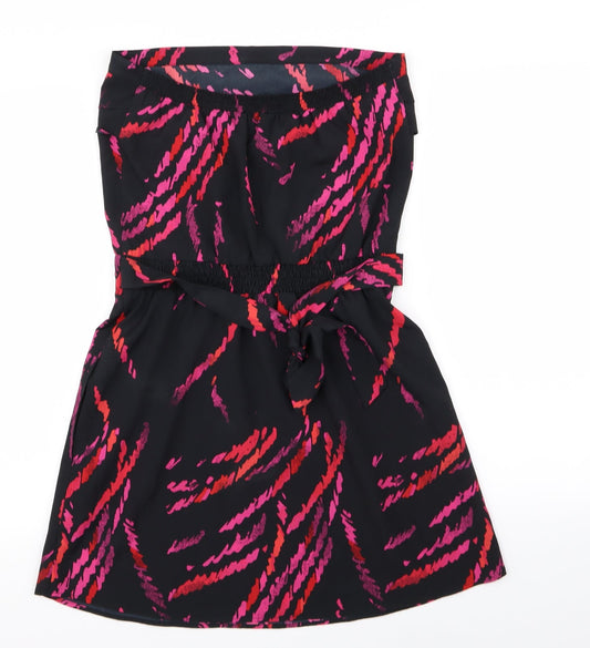 Miss Selfridge Womens Black Geometric Fit & Flare Size 10