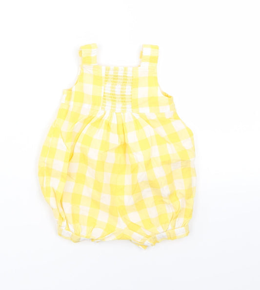 Monsoon Girls Yellow Check Pinafore/Dungaree Dress Size 0-3 Months