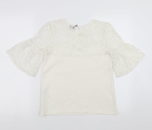 ASOS Womens White Basic Blouse Size 8 - floral lace detail