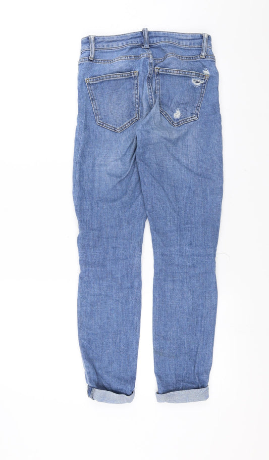 Topshop Womens Blue Denim Straight Jeans Size 25 in L27 in - distressed