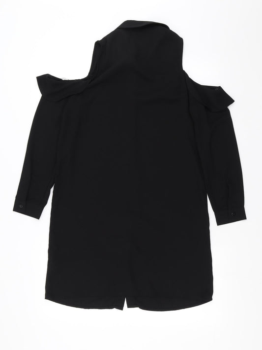 New Look Womens Black Shirt Dress Size 8 - cold shoulder