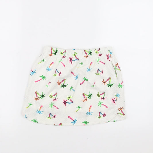 NEXT Girls White A-Line Skirt Size 9 Years - palm trees