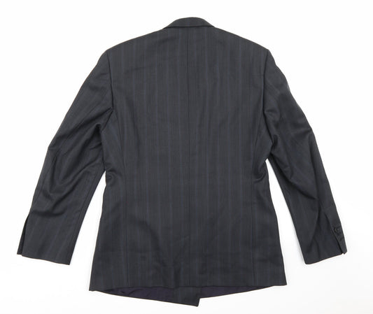 Carpini Mens Grey Striped Rayon Jacket Suit Jacket Size 40