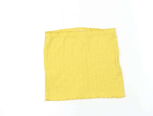 New Look Womens Yellow Cropped T-Shirt Size S