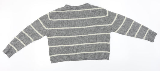 New Look Womens Grey Striped Pullover Jumper Size S