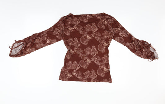 H&M Womens Brown Geometric Basic T-Shirt Size M