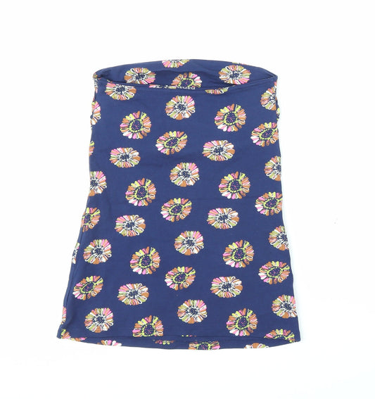Papaya Womens Blue Floral Basic Blouse Size 8
