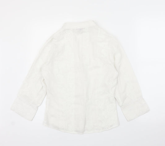 Tuchuzy Womens White Floral Basic Button-Up Size 12