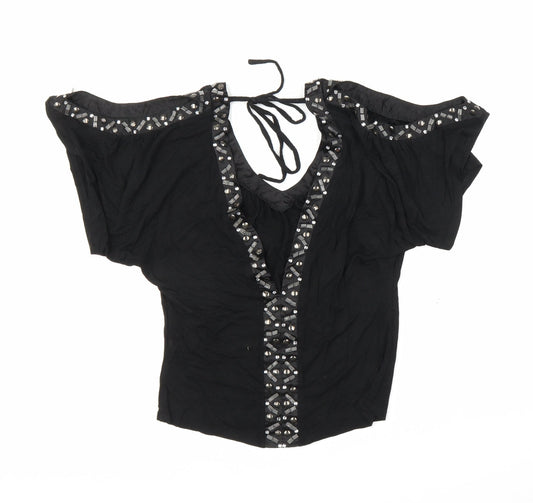 Lipsy London Womens Black Basic Blouse Size 8