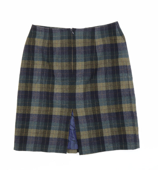 Preworn Womens Blue Plaid Pleated Skirt Size L